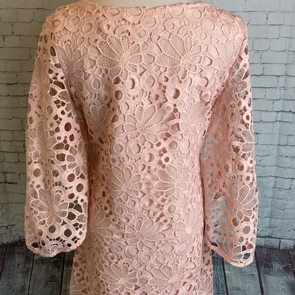 Nanette Lapore NWT lace dress tulip sleeve wedding baby shower barely blush pink - Picture 13 of 16